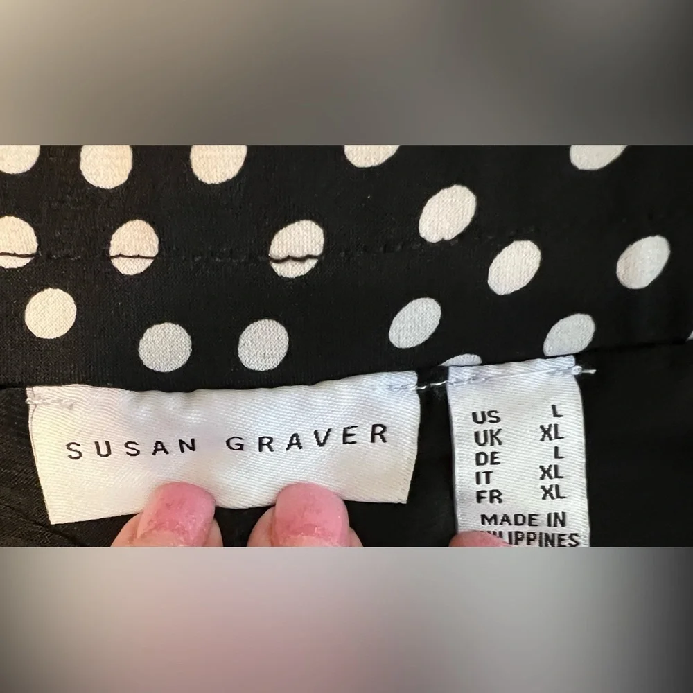 Susan Graver Black and White Polka Dot Skater Skort Women’s Size Large - Picture 5 of 8